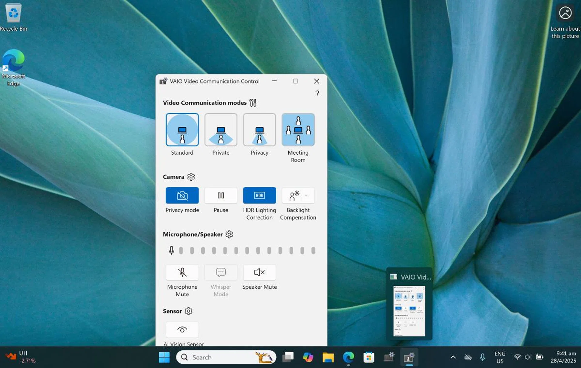 The Vaio Communication Control has its own software. Photo: HWZ. 