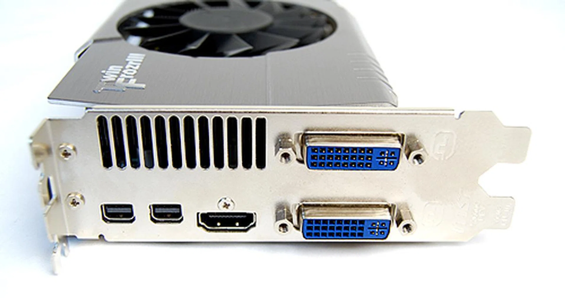 The card gets the usual twin DVI ports (one dual-link, one single-link), twin mini-DisplayPorts, and a single HDMI port.