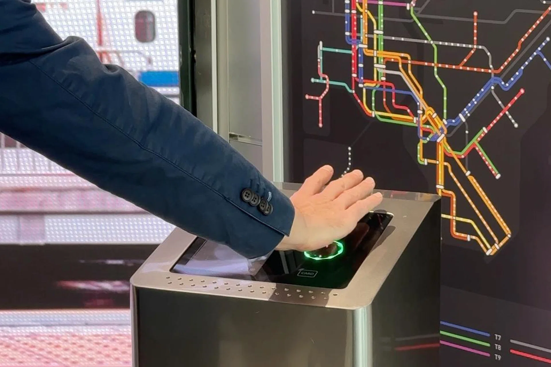 Pay-by-palm terminal at Visa's Singapore Innovation Centre.