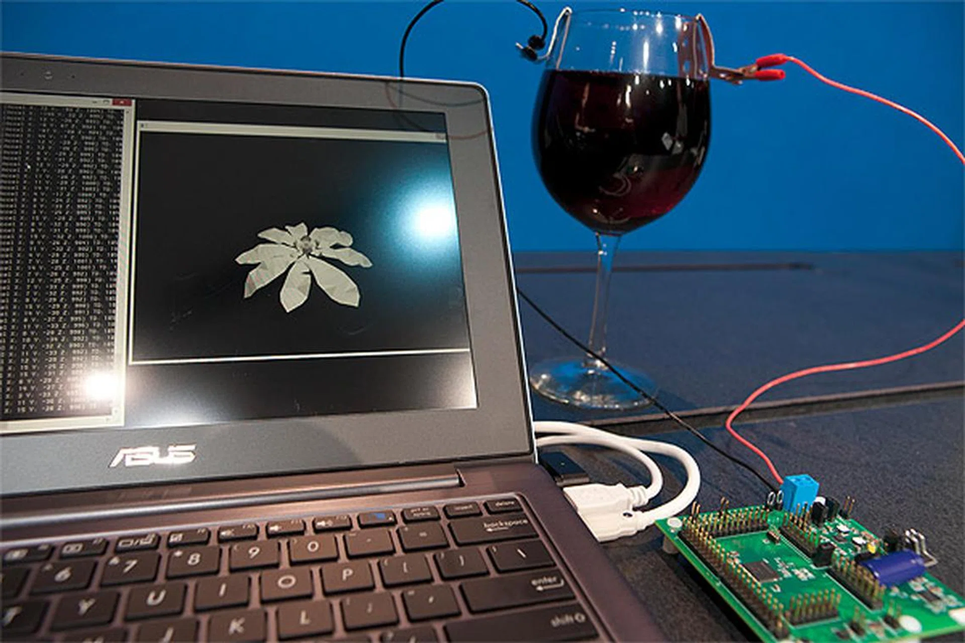 Demonstration of an experimental low power microprocessor powered by red wine.