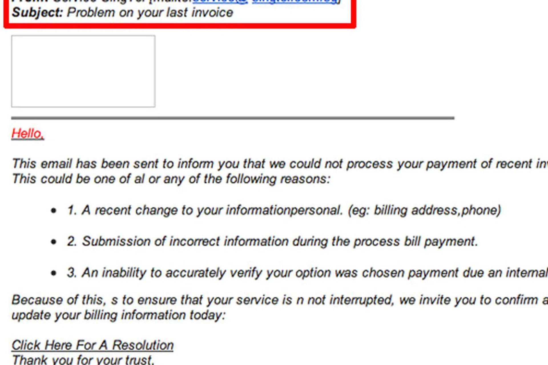 Be wary of emails originating from suspicious sources. (Image source: SingTel)