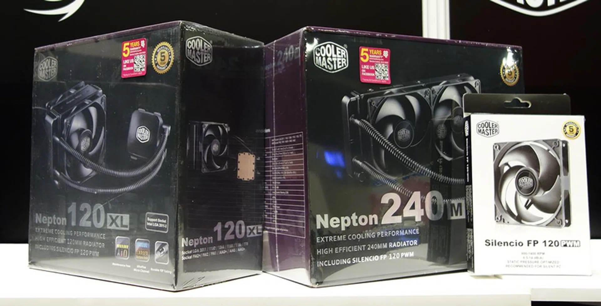 The Cooler Master Nepton 240M and Nepton Nepton 120XL feature Silencio FP 120mm PWM fans that promise quiet operations as each fan is rated to produce less than 15dBA of noise when spinning at full speed. The Nepton 120XL comes with a single cooling fan while the 240M requires a pair of them in order to provide ample cooling for its 240mm radiator block. The Nepton 120XL retails at $138 while the Nepton 240M is available at $168.