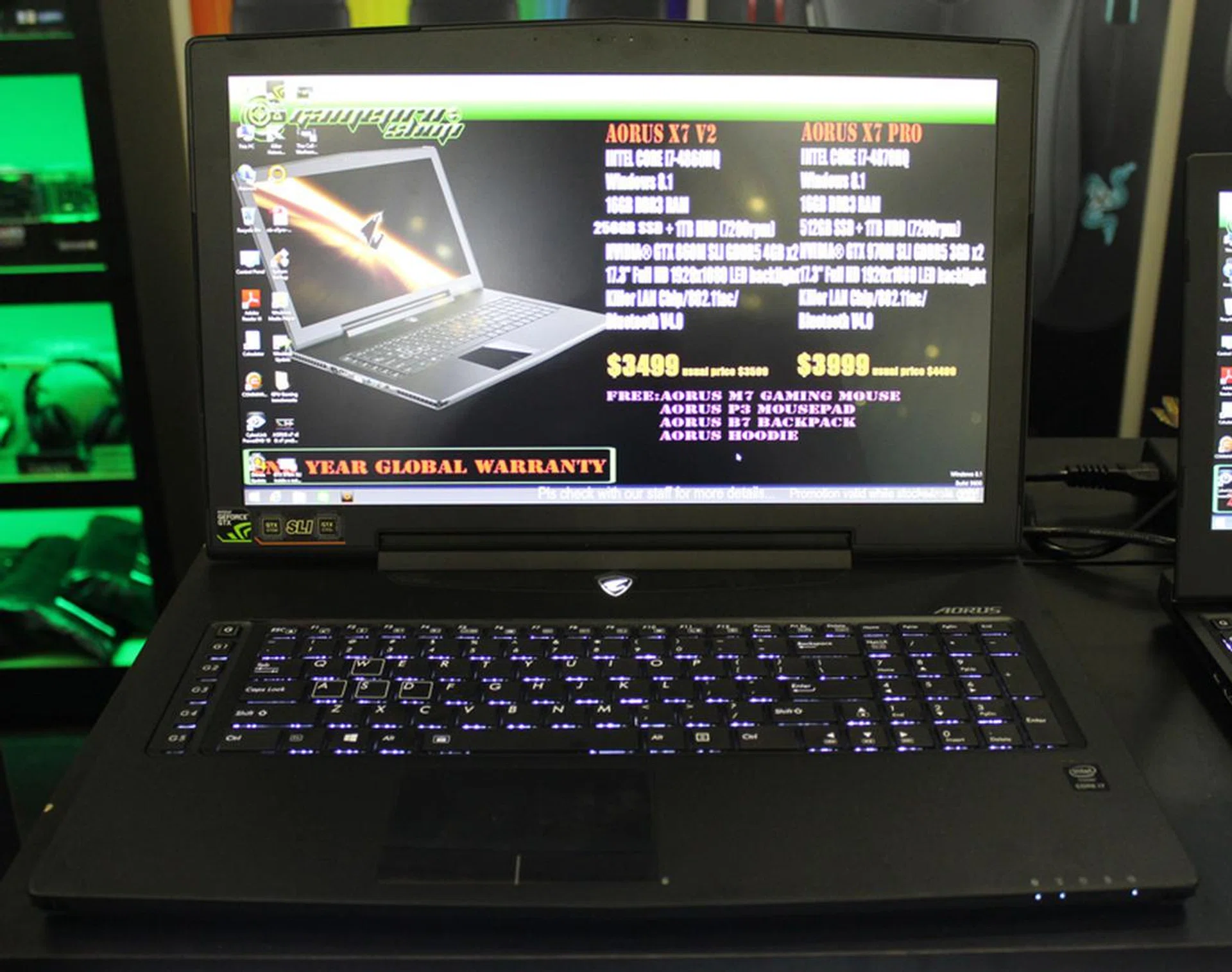 There’s a reason the Aorus X7 Pro was our favorite gaming notebook for the HWZ Tech Awards. It’s a great gaming machine that’s not only powerful but is priced very competitively too! The Aorus X7 Pro is a 17.3-inch gaming notebook with a Full HD (1920 x 1080) display, comes with an Intel Core i7-4870HQ (2.5GHz, 6MB cache), SLI NVIDIA GeForce GTX 970M (3GB VRAM), 16GB RAM with Killer Connectivity (LAN and 802.11ac) and running Windows 8.1. It’s going for $3,999 (U.P. $4,499) with freebies.