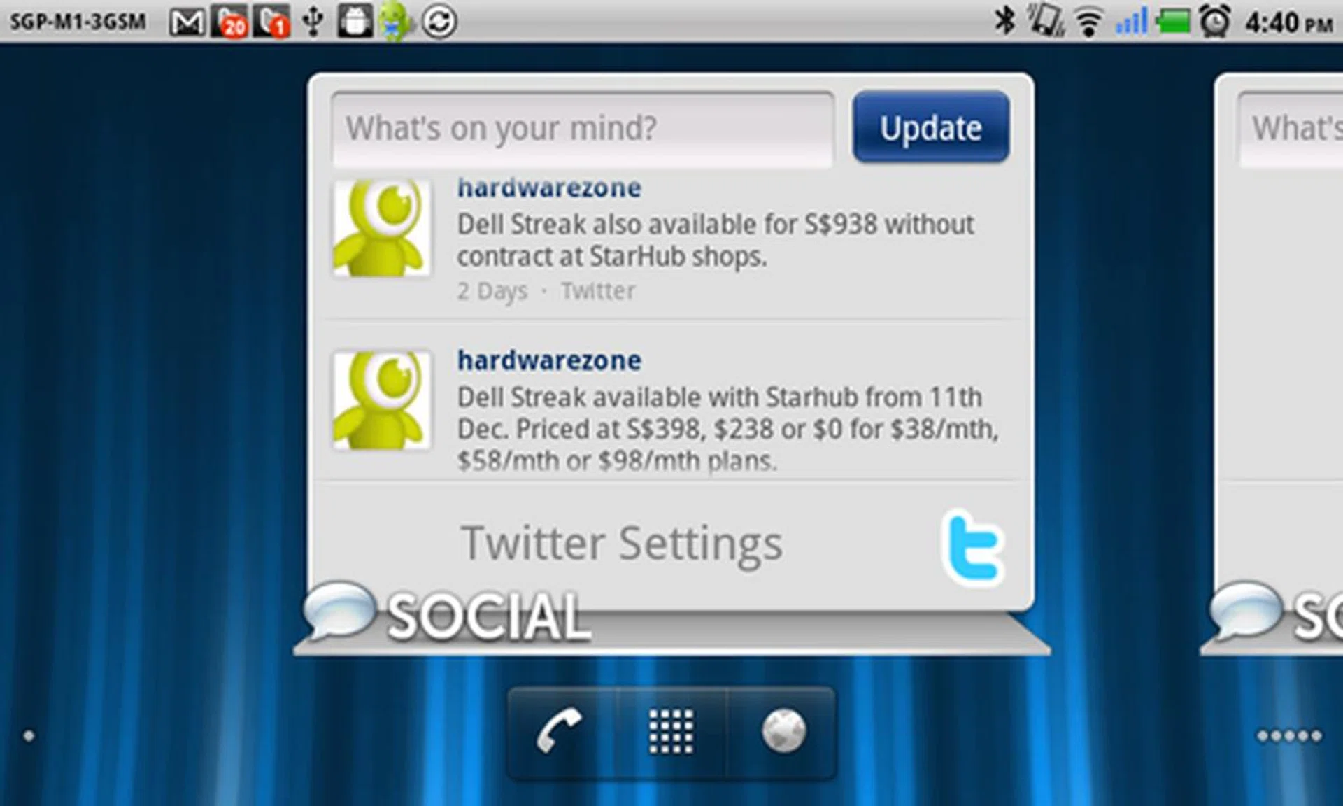 ...which gives you a glimpse of your social network news feed.
