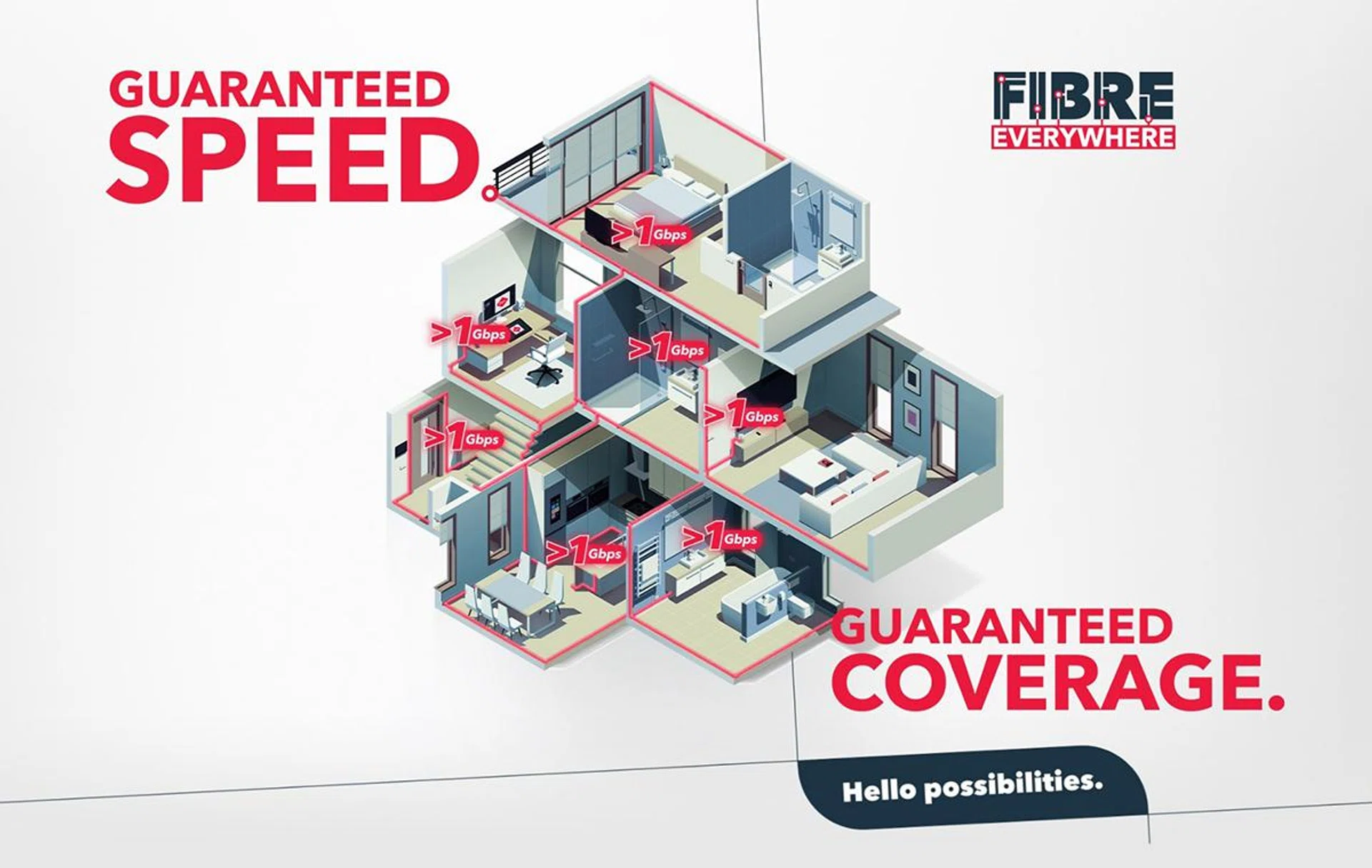 Promotional materials for Singtel FibreEverywhere. Photo: Singtel.