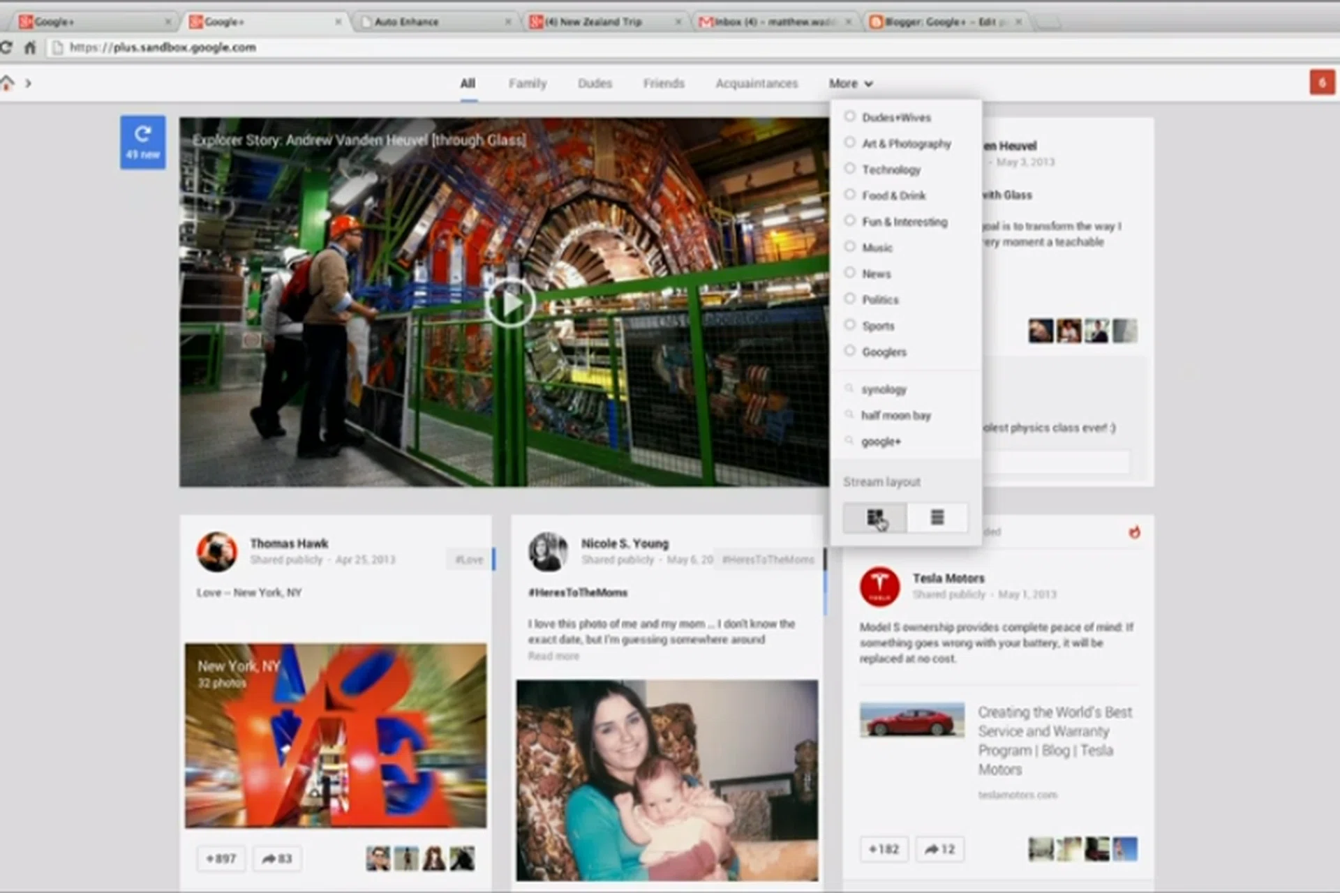 The new Google+ features a customizable, multi-column stream, letting you browse through content faster.
