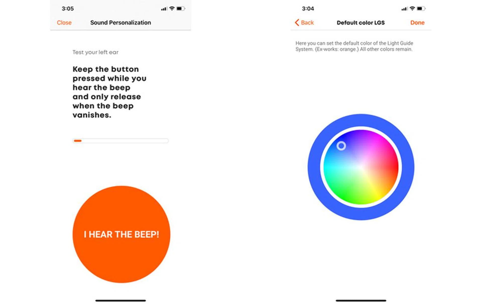 The app primarily allows for customization in terms of light colours and sound optimization.