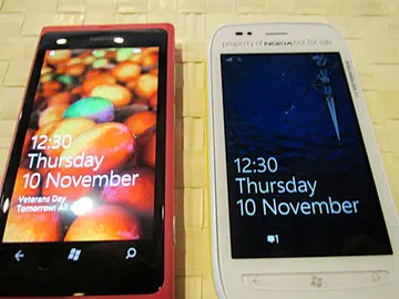 Side by side: the Lumia 800 (left) and 710 (right)
