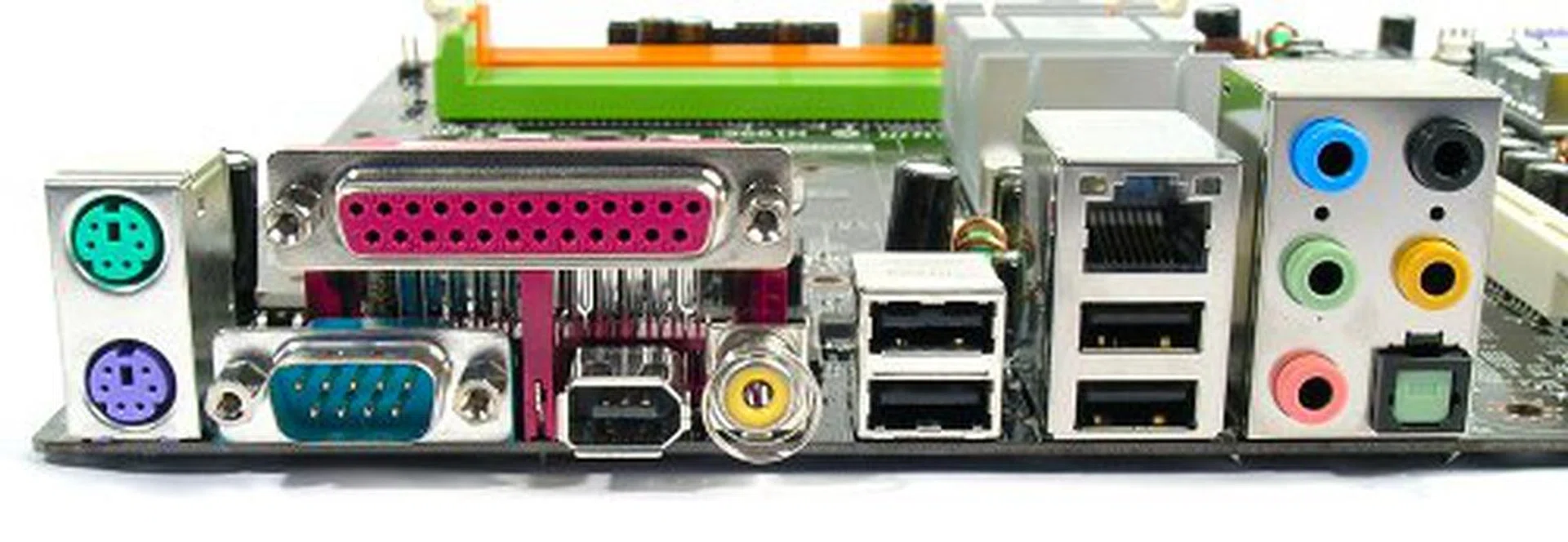 Fully featured rear I/O panel with complete analog and digital audio jacks, USB 2.0, FireWire, LAN and legacy ports.
