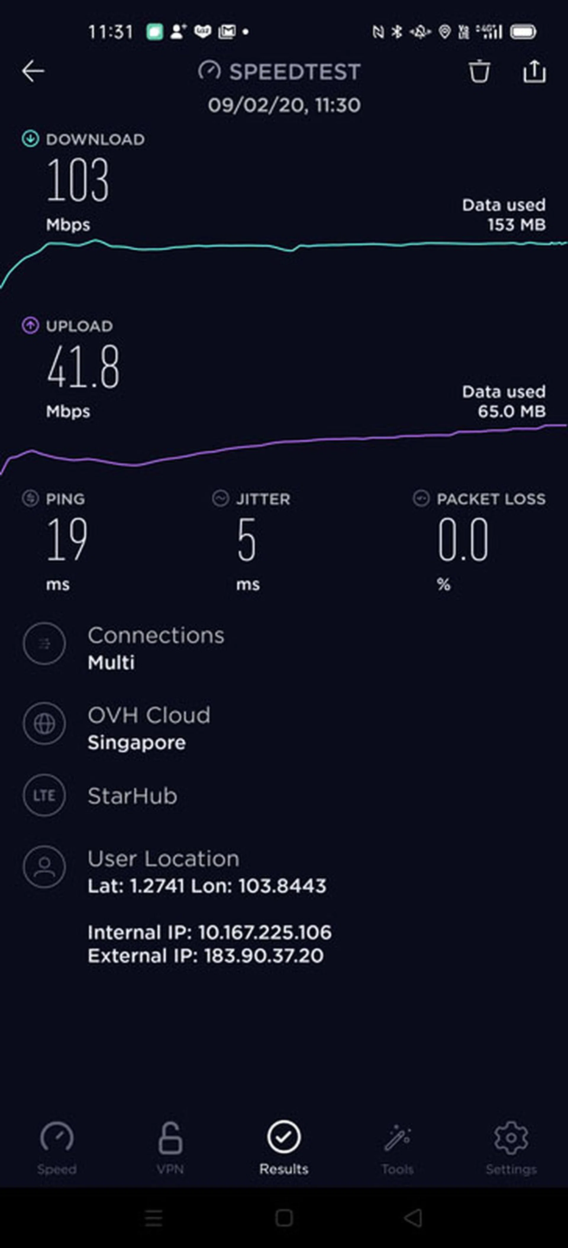 StarHub LTE Test 1