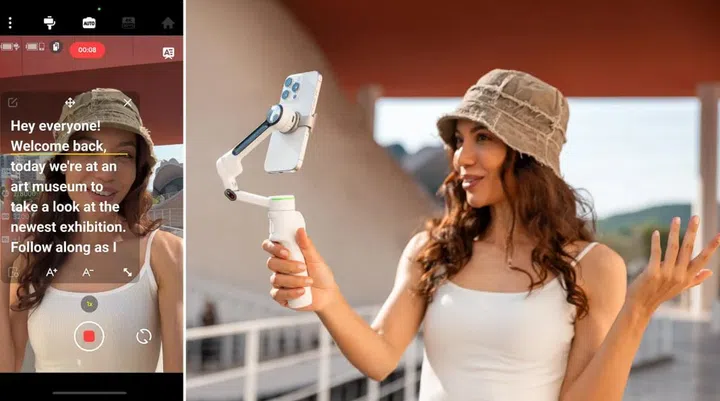 Teleprompter feature. Photo: Insta360.