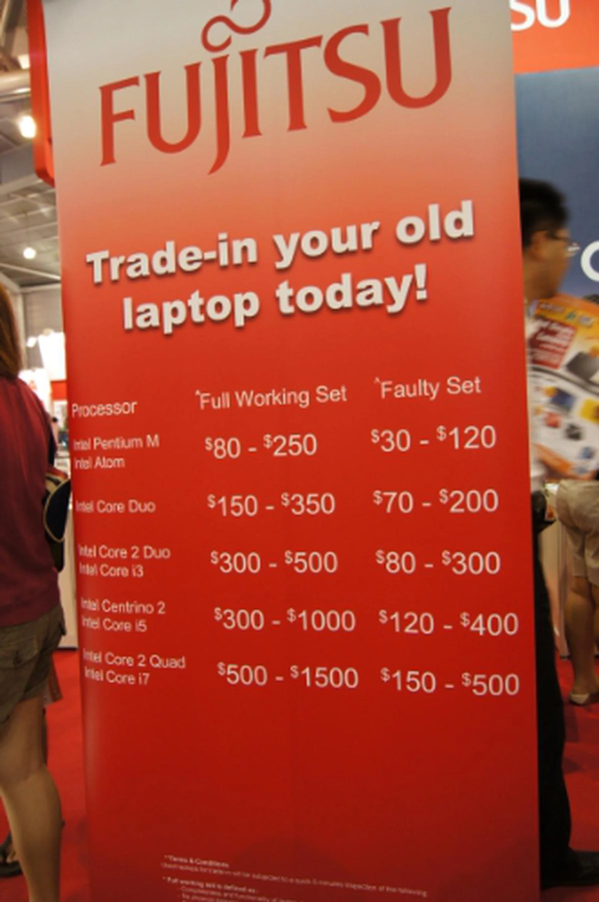 Making way for new laptops? Perhaps you might want to look into trading in for some cash at the Fujitsu booth.