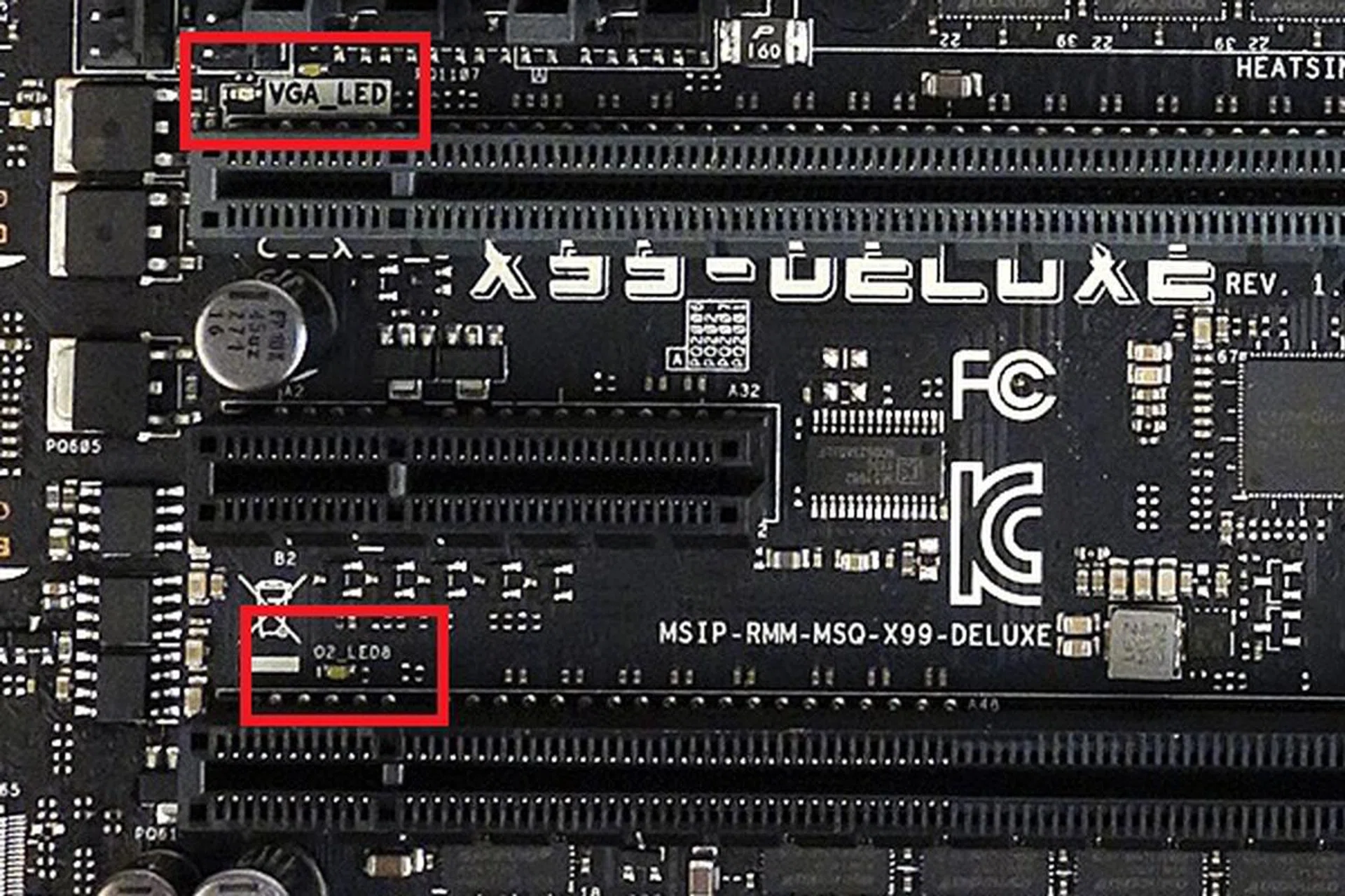 There are LEDs that will light up when the SLI/CFX switch is toggled for a 2-way or 3-way multi-GPU configuration. In the photo below, we have highlighted two, out of a total of five, indicative LEDs.