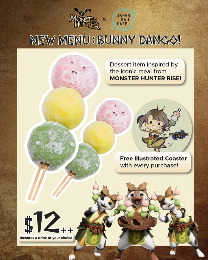 The Bunny Dango dessert with a free coaster. Photo: Capcom Singapore.