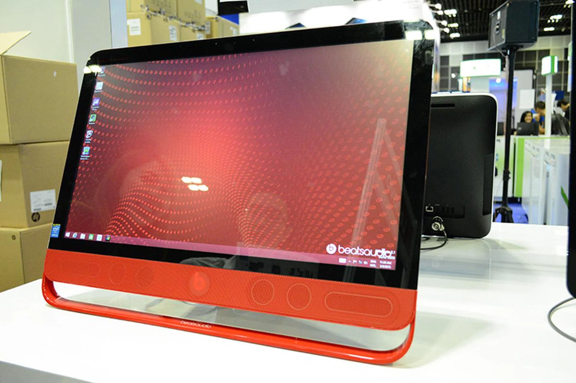 The HP Envy Beats 23 is a sleek AIO PC with a fourth-generation Intel Core i5-4460T processor, 8GB of RAM, and a 1TB + 8GB hybrid SSD. It lacks a discrete graphics card, instead going with the Intel HD Graphics 4600 integrated graphics. The 23-inch IPS display has a resolution of 1920 x 1080 and features built-in speakers below it powered by Beats Audio. It costs $1,599 and comes with one-year of McAfee Internet Security.