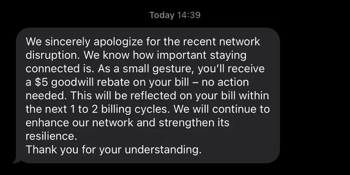 SMS bill rebate notice 2