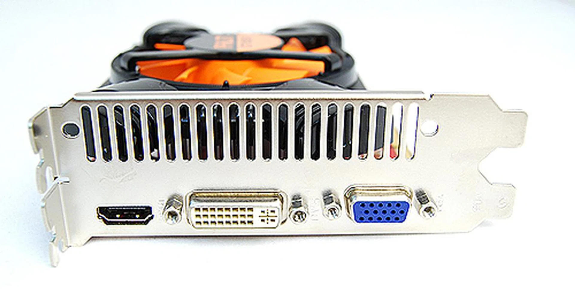 The Palit card offers a DVI port, a VGA port, and a single full-sized HDMI port.
