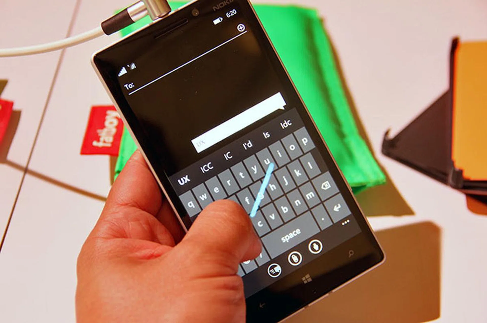 Swype-like stock keyboard, complete with a color trail as you slide your finger.