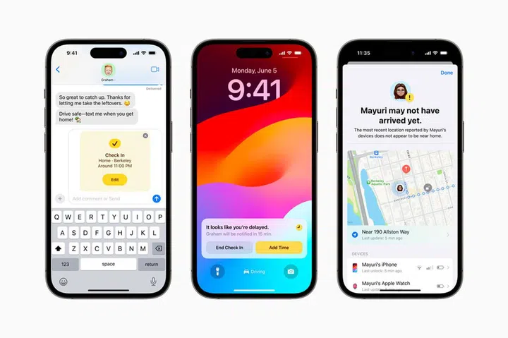Check In feature in Messages.