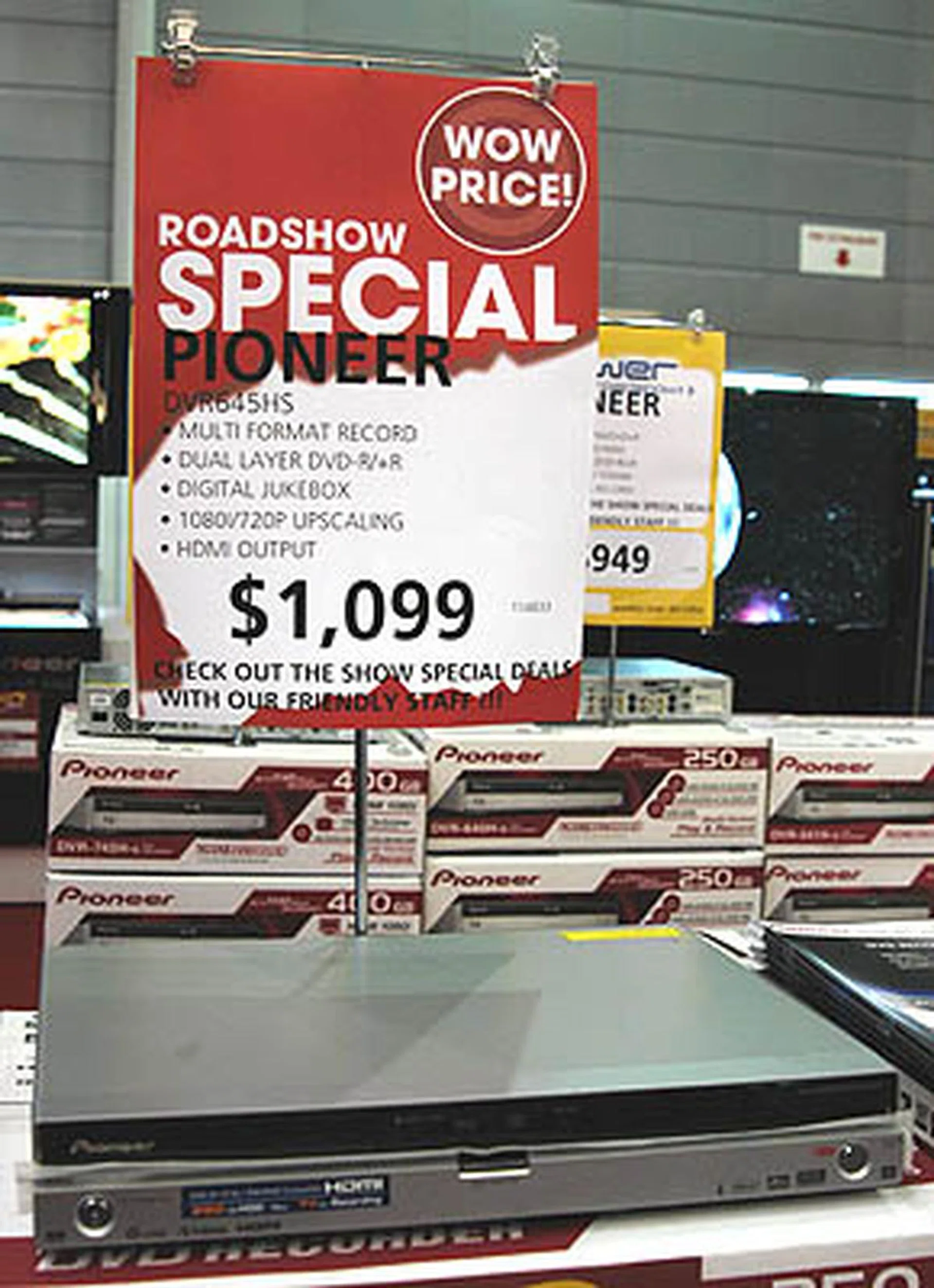 With a beefy 250GB hard disk within, the Pioneer DVR-645H-S DVD recorder is perfectly suited for weeklong recording of football matches and TV serials. SITEX price for this unit with HDMI output is currently at S$1,099.