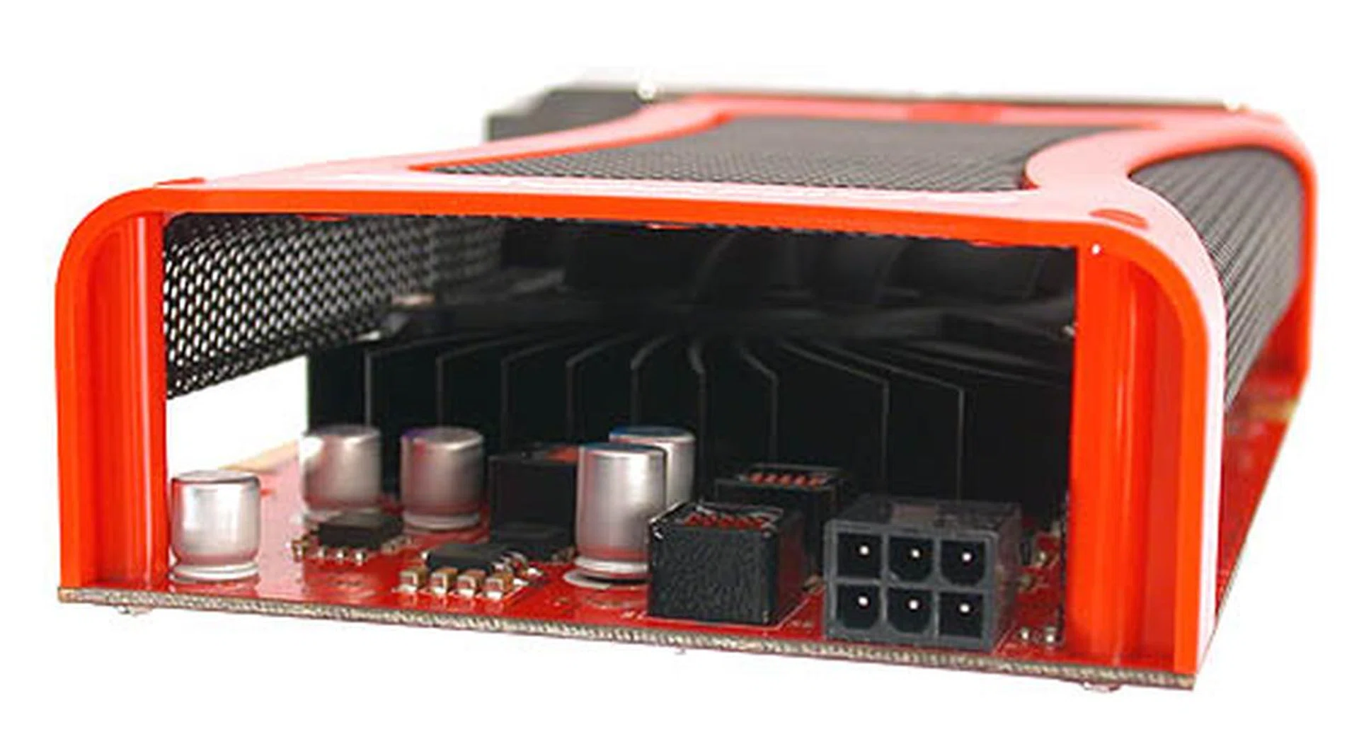 Another characteristic of Gainward - the layout of the components on the board is non-standard.