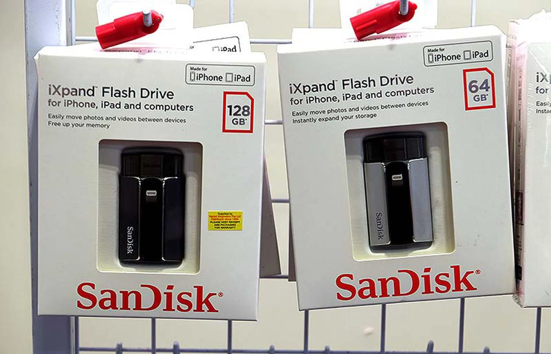Need to move files frequently between your iOS devices and computer? You'll need SanDisk's iXpand Flash Drive, which features both a Lightning connector and USB connector. The 64GB model is $97 and comes with a free $10 voucher, while the 128GB model is $149 and comes with a free Noontec power bank worth $25.