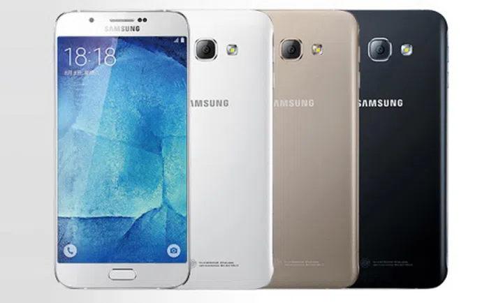 Here's an alleged press image of the Samsung Galaxy A8. <br> Image source: nowhereelse.fr