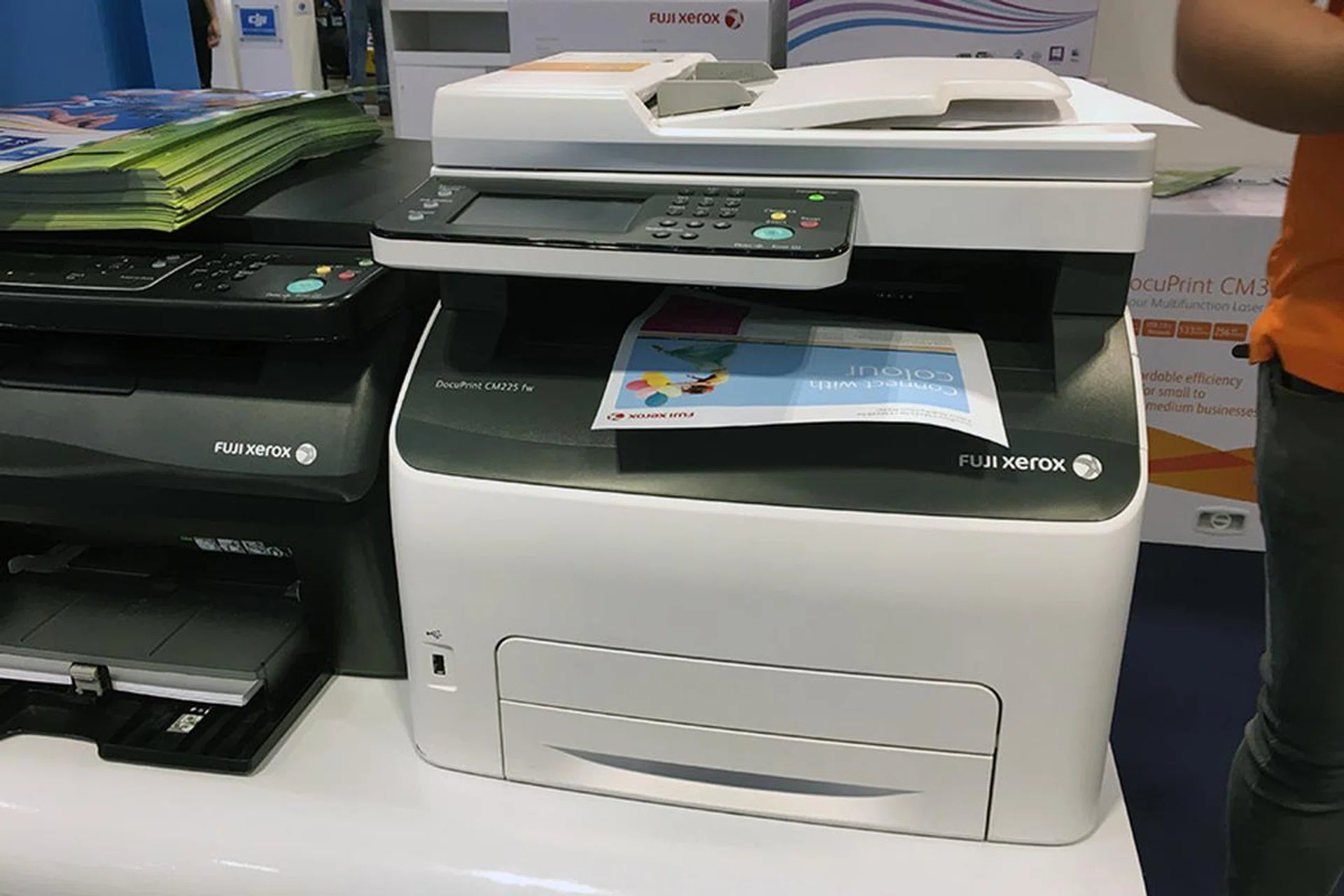 For color printing, check out the DocuPrint CM225 fw. Using an S-LED print engine tech, this 4-in–1 device (print, scan, copy, fax) has a print speed of 18ppm (both mono and color) and Wi-Fi-ready. It’s going for $499 (down from $649), and you get $50 FairPrice vouchers.