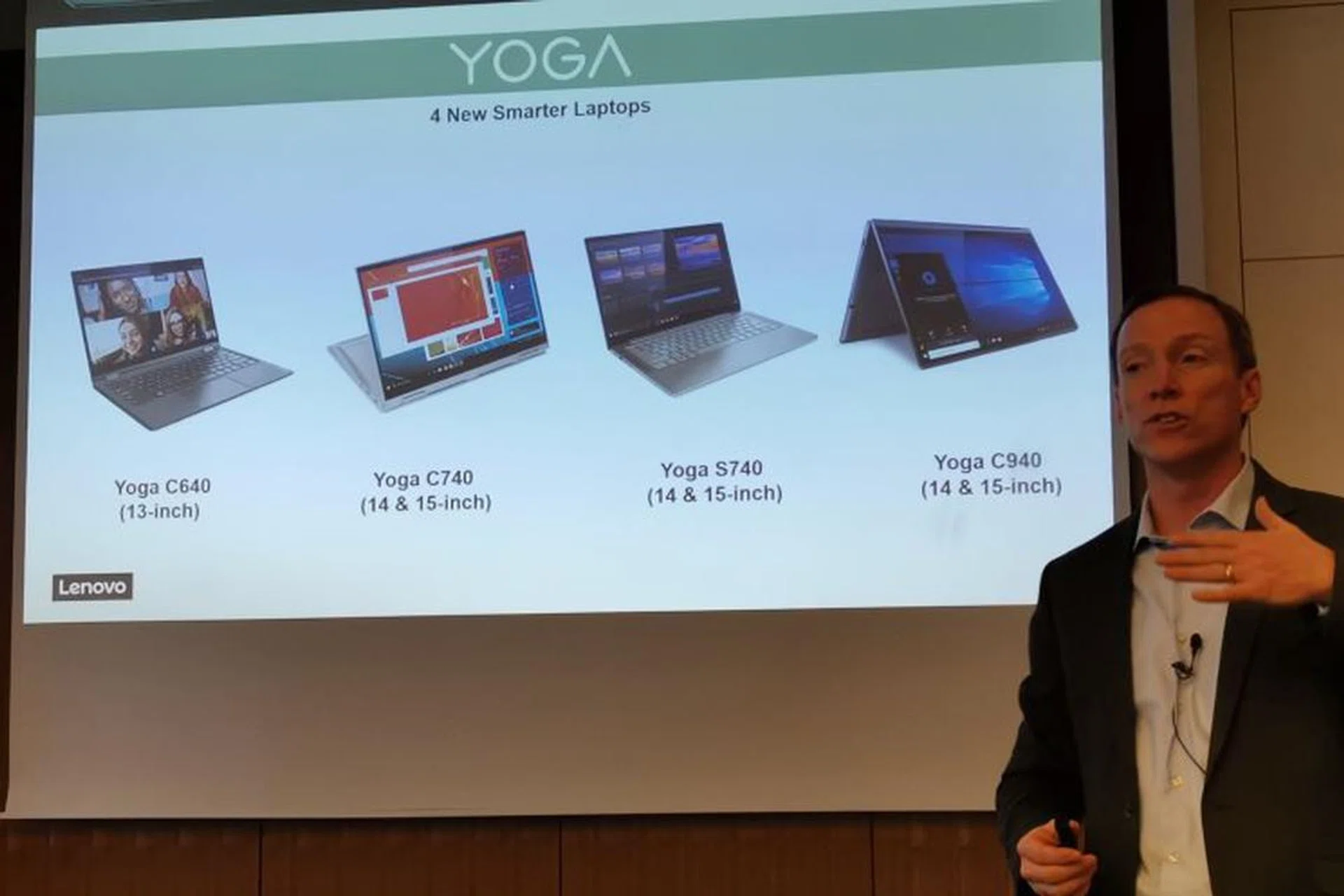 Lenovo's Matt Bereda, Vice President of Global Consumer Marketing taking us through the Yoga updates at Lenovo Tech Life, IFA 2019, Berlin.