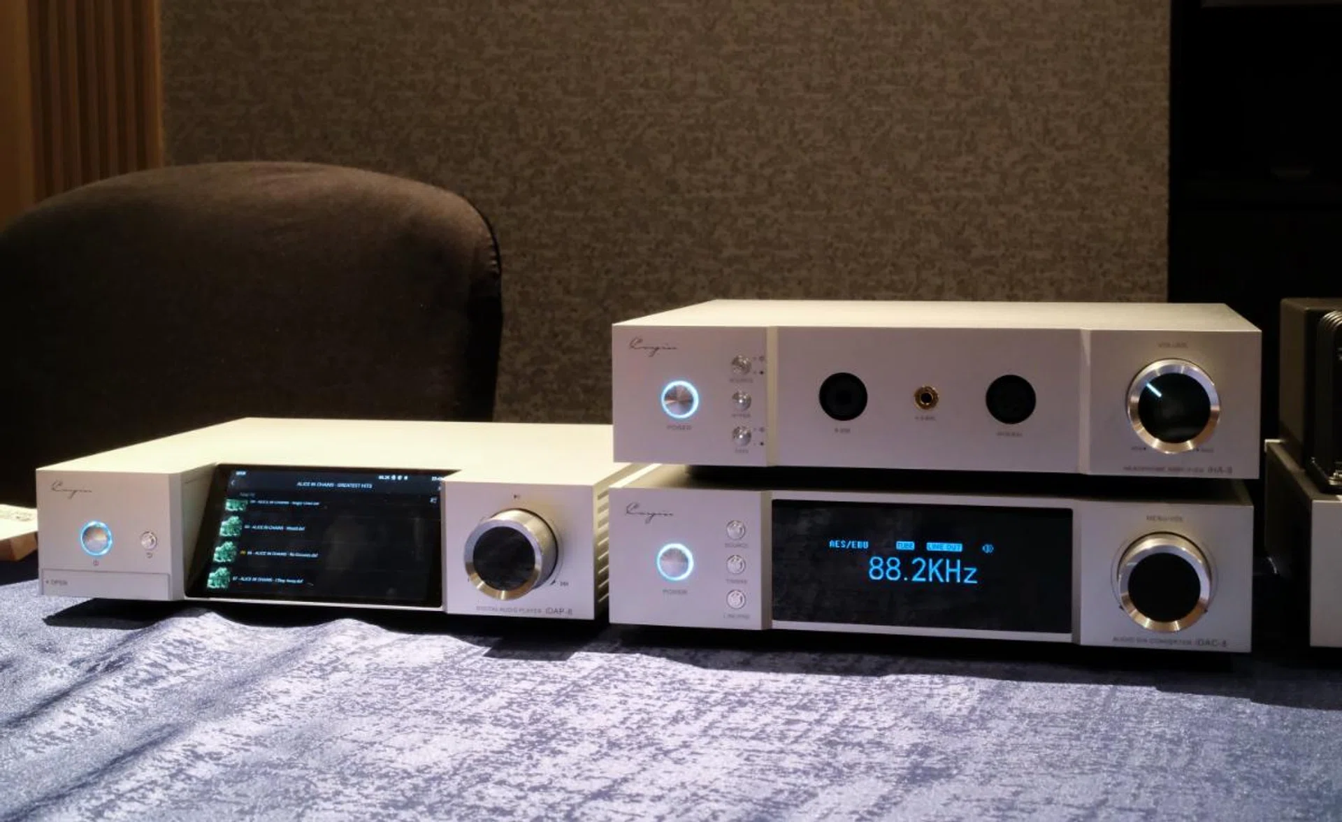 On left is the iDAP-8, while the iHA-8 is on the right stacked on top of the iDAC-8.