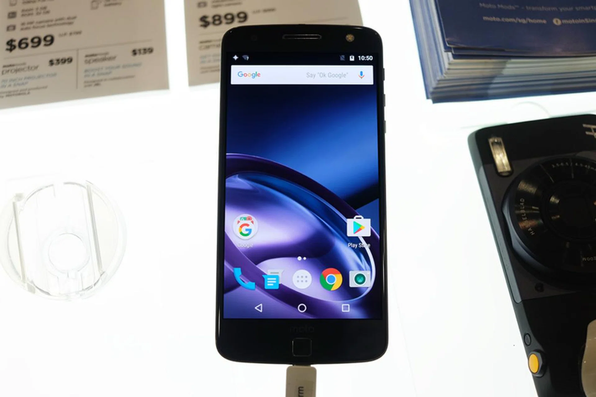 The Motorola Moto Z is a modular 5.5-inch smartphone powered by a Qualcomm Snapdragon 820 processor. The back of the phone allows a range of modular 'Moto Mods' to be attached to it, including a speaker, a projector and an extra battery. Pick one up from Sitex for $899 (usual price: $999)