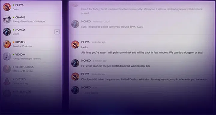 As expected of any online gaming desktop client, GOG Galaxy has community features like friend lists and chat. (Image Source: GOG)