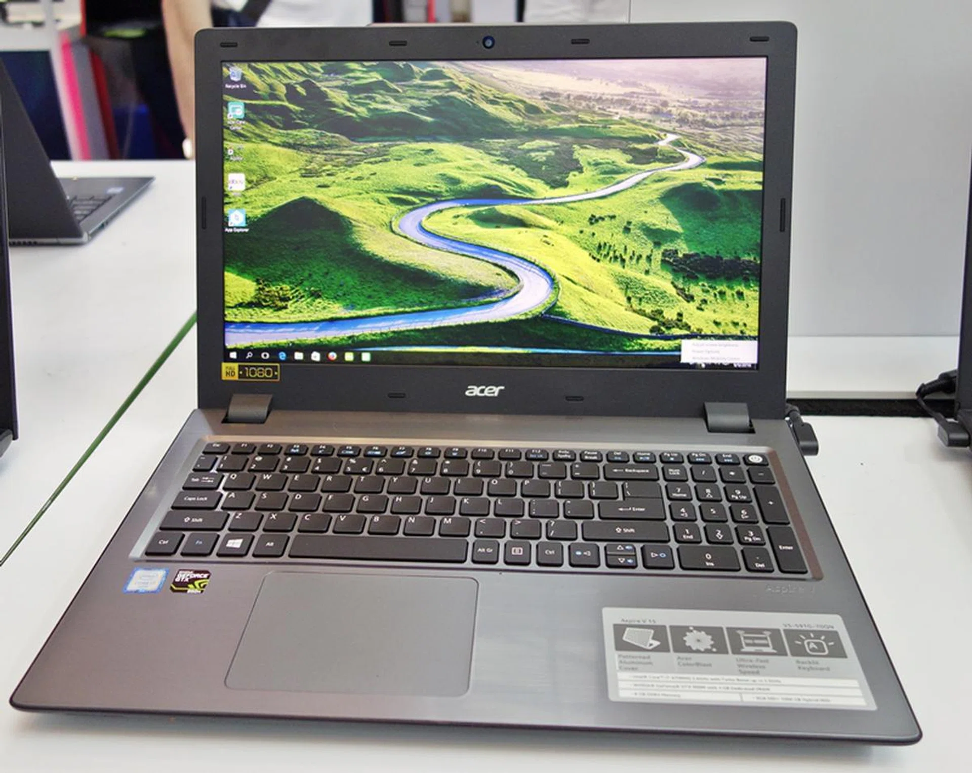 The Acer Aspire V5-591G notebook features a 6th generation Intel Core i7-6700HQ CPU, and supports up to 16GB of DDR4 system memory. The notebook features a 15.6" full HD display and has a 1TB HDD and a 96GB SSD. Its discrete NVIDIA GeForce GTX 950M graphics chipset can handle some casual desktop gaming. It operates on 64-bit Windows 10 Home, and is priced at $1,498 (U.P. $1,698)