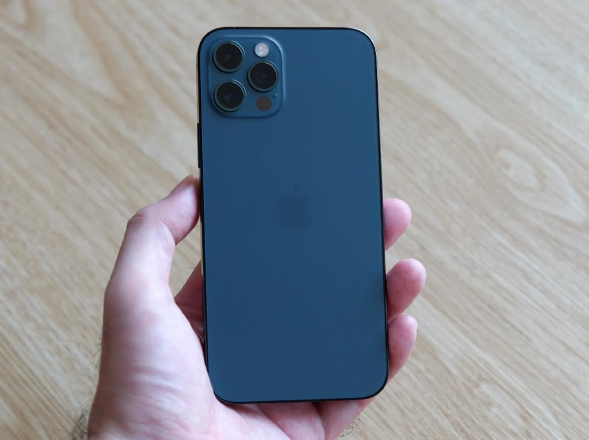 Here's the iPhone 12 Pro in pacific blue.