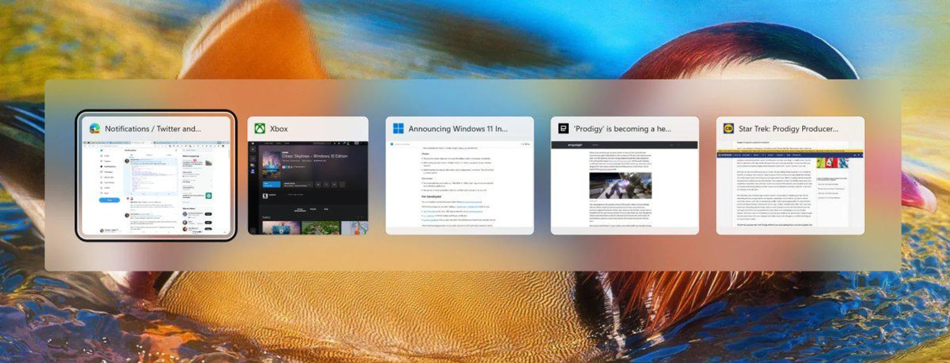 Alt+Tab on Windows, no matter the version, shows the same thing: your most recent windows in chronological order, with clear labels. (Source: Brandon LeBlanc, Microsoft)