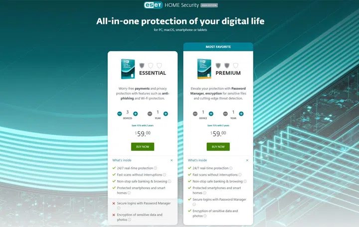 The first two tiers of ESET HOME Security are available now.