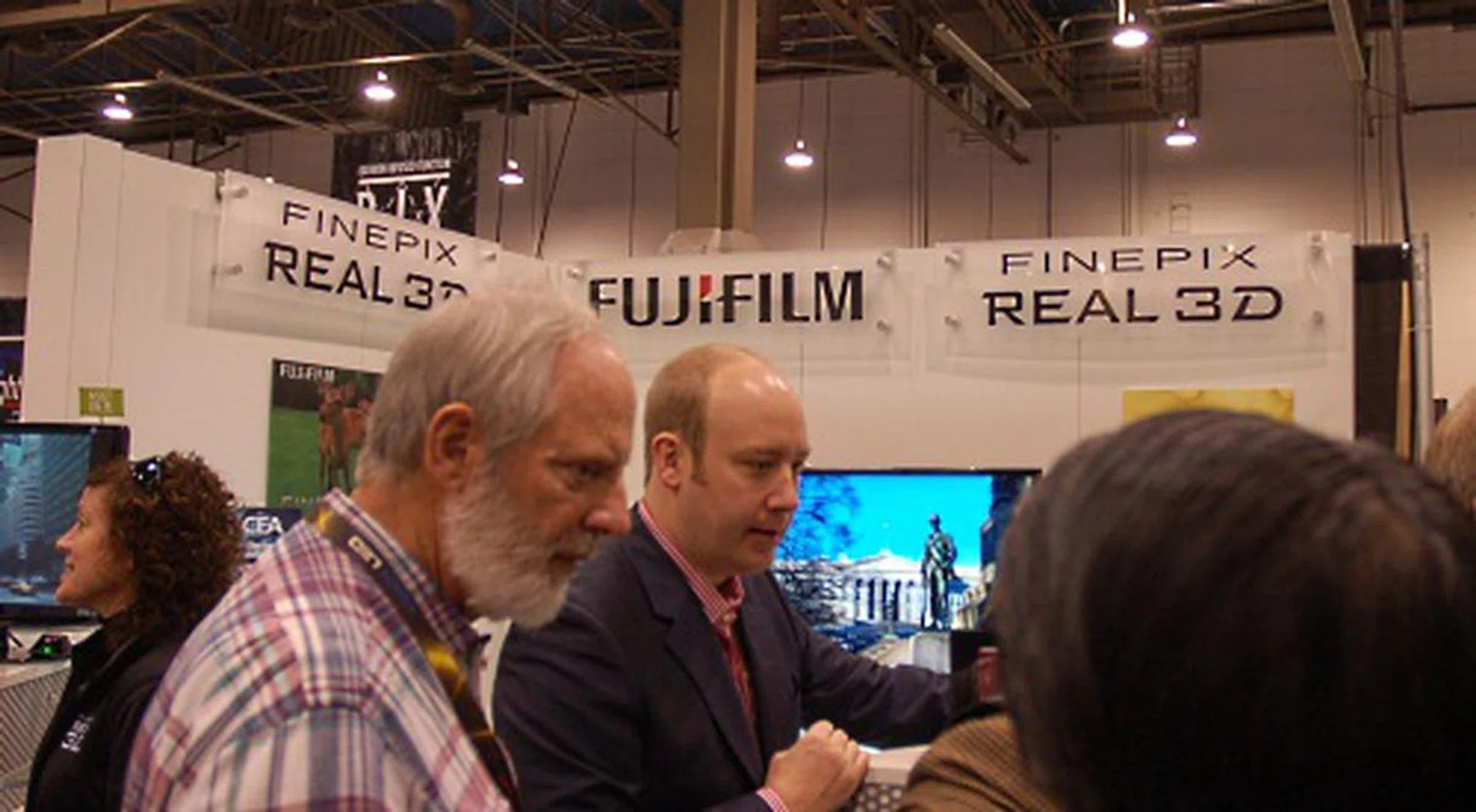 The one and only company with a 3D digital compact camera, the Finepix Real 3D W1, Fujifilm had a smallish booth showing off this camera.