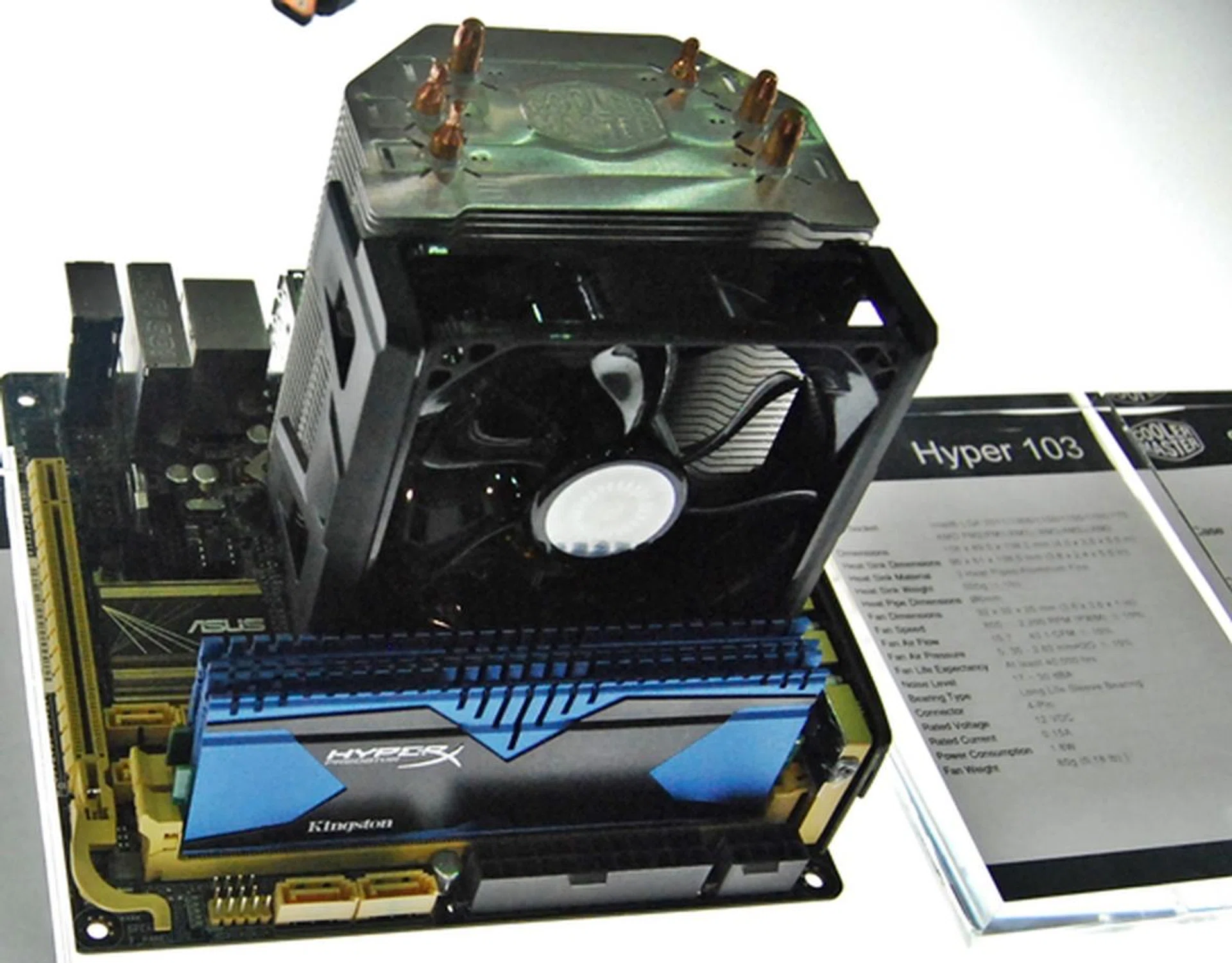 The Cooler Master Hyper 103 features a single customized 92mm cooling fan that uses a special fin design and incorporates air guide technologies.