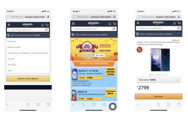 A spoofed Amazon India site. Image courtesy of Palo Alto