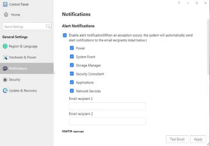 Receive notifications for anything that could go wrong. Image courtesy of Terramaster.