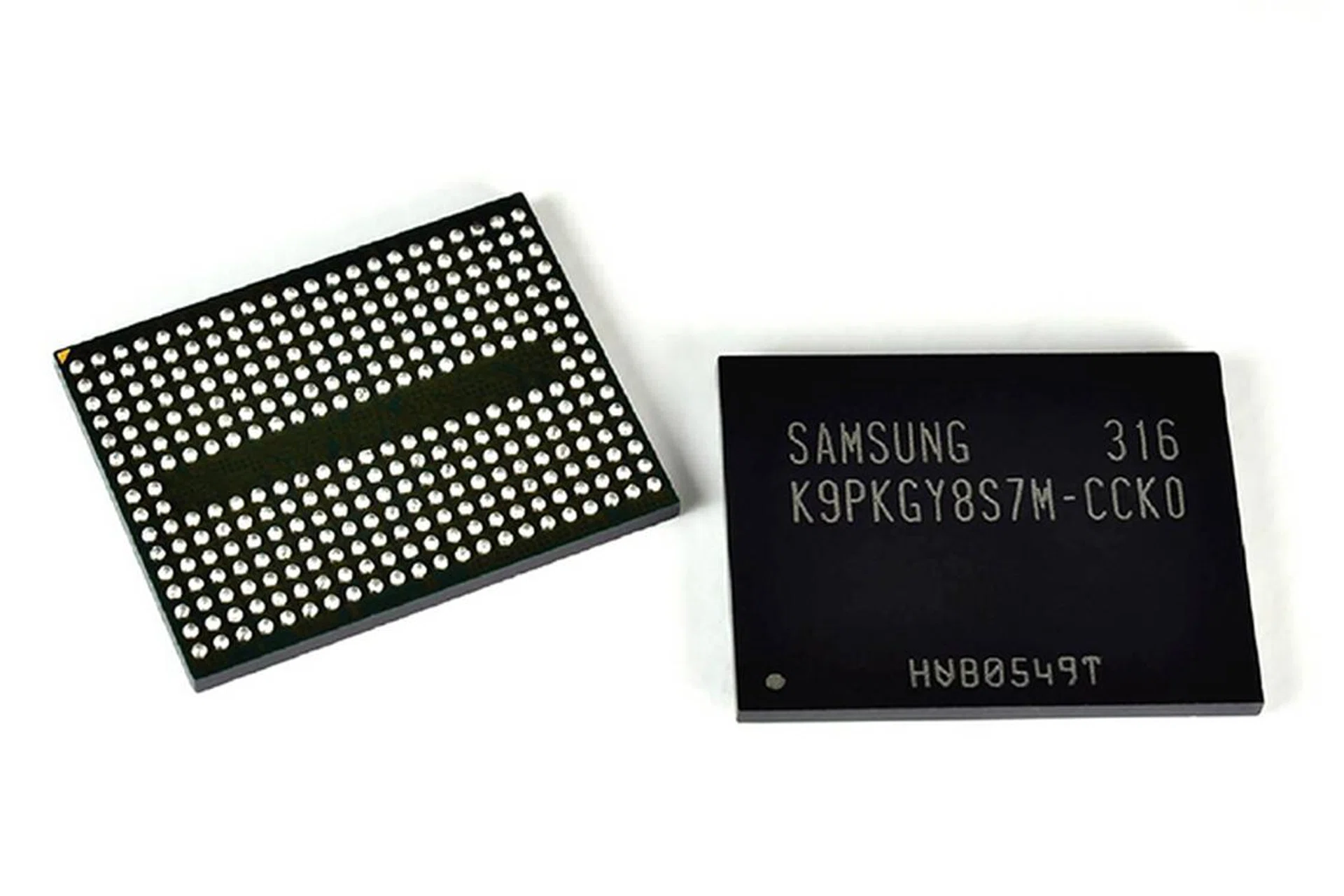 First seen last year, Samsung's 3D V-NAND packages look just like regular NAND packages.