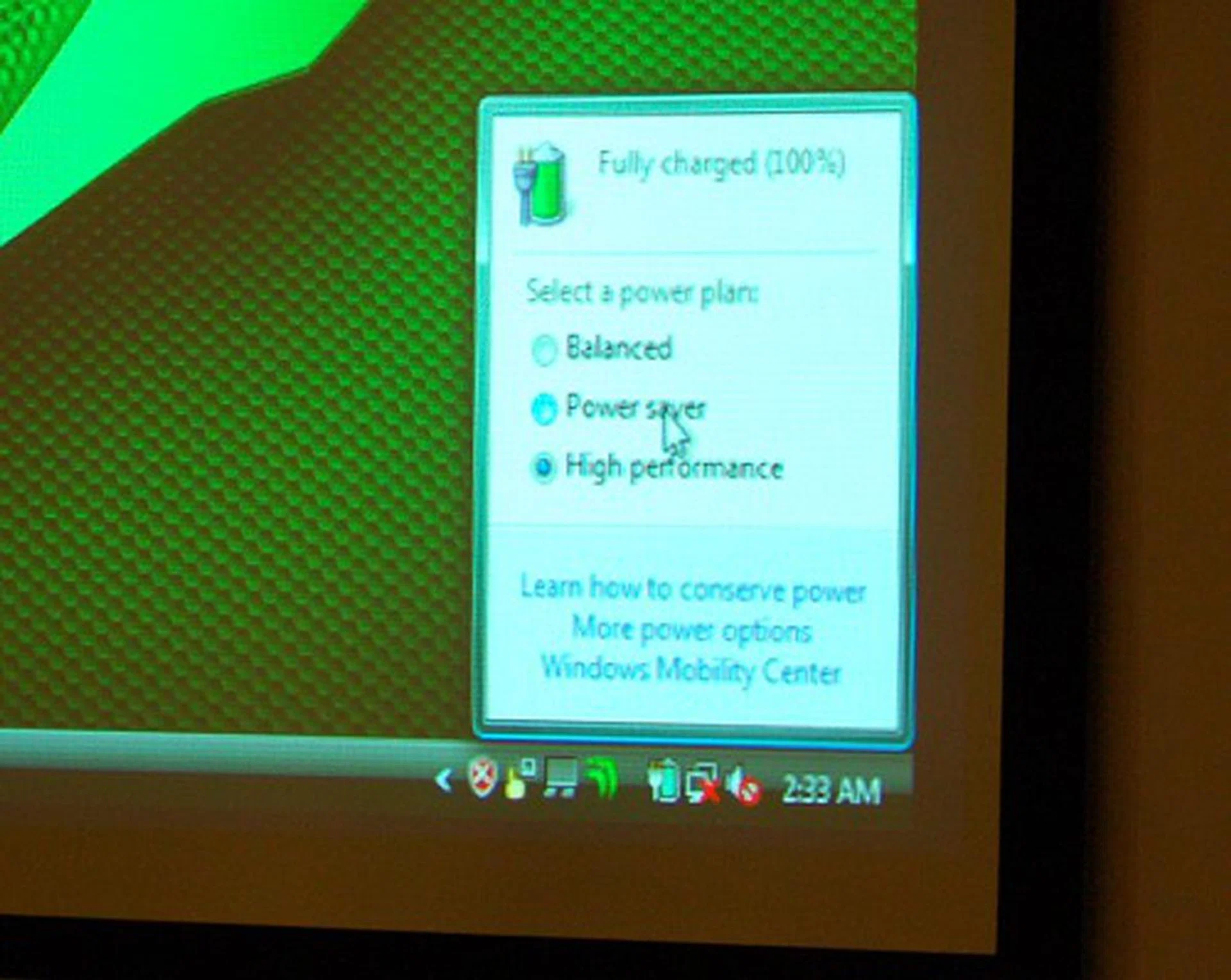 One of the easiest ways to control the status of Hybrid SLI is via the notebook's power profiles. High performance indicates activation of Hybrid SLI, while Power Saver turns off the discrete graphics for power optimization. Of course the actual method of control is left to the notebook vendors, but this is one suggested method from NVIDIA.