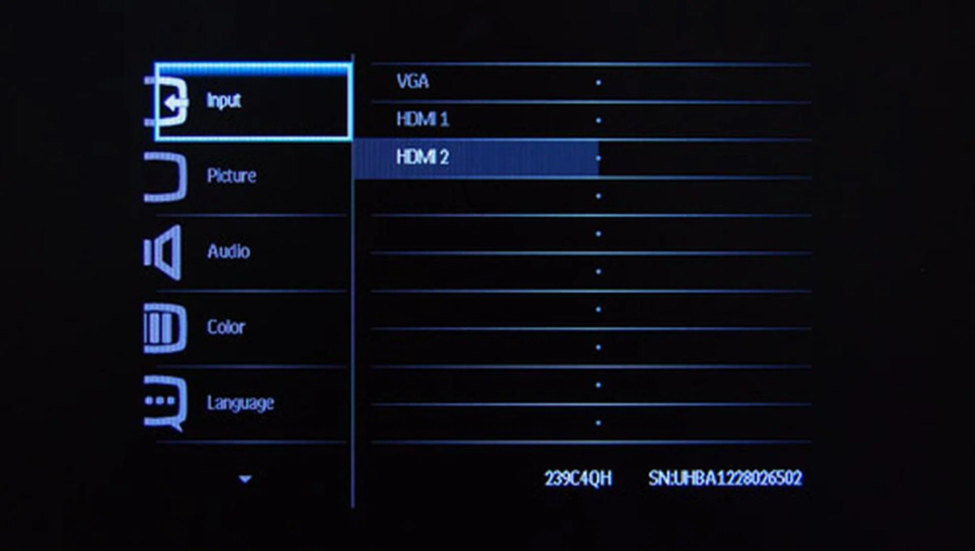 In general, the Philips 239C4QHSB's OSD has all the standard options and menus available.