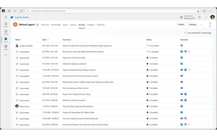 How you monitor your agent's performance. Photo: Microsoft.
