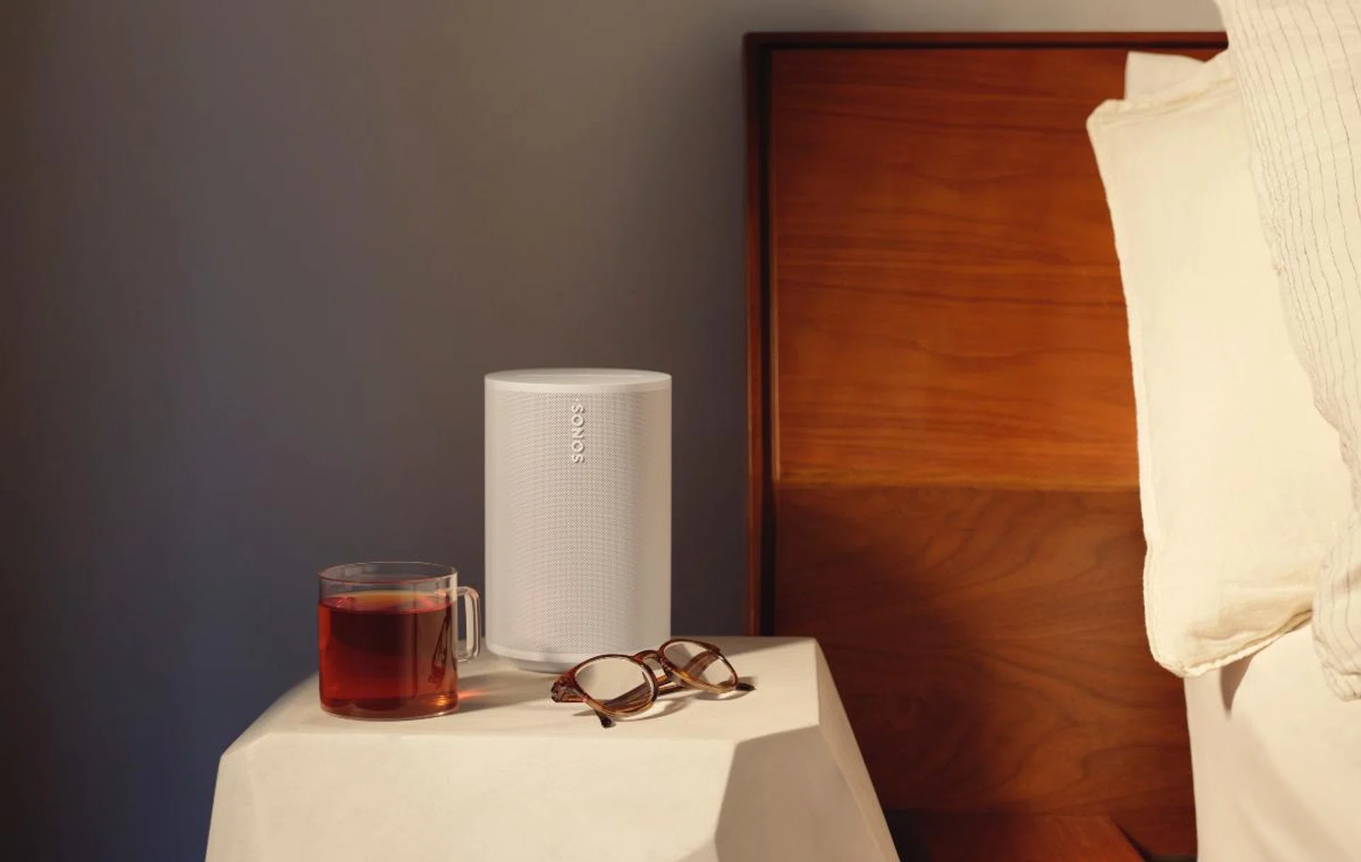 The Era 100 looks great on a bedside table. (Image source: Sonos)