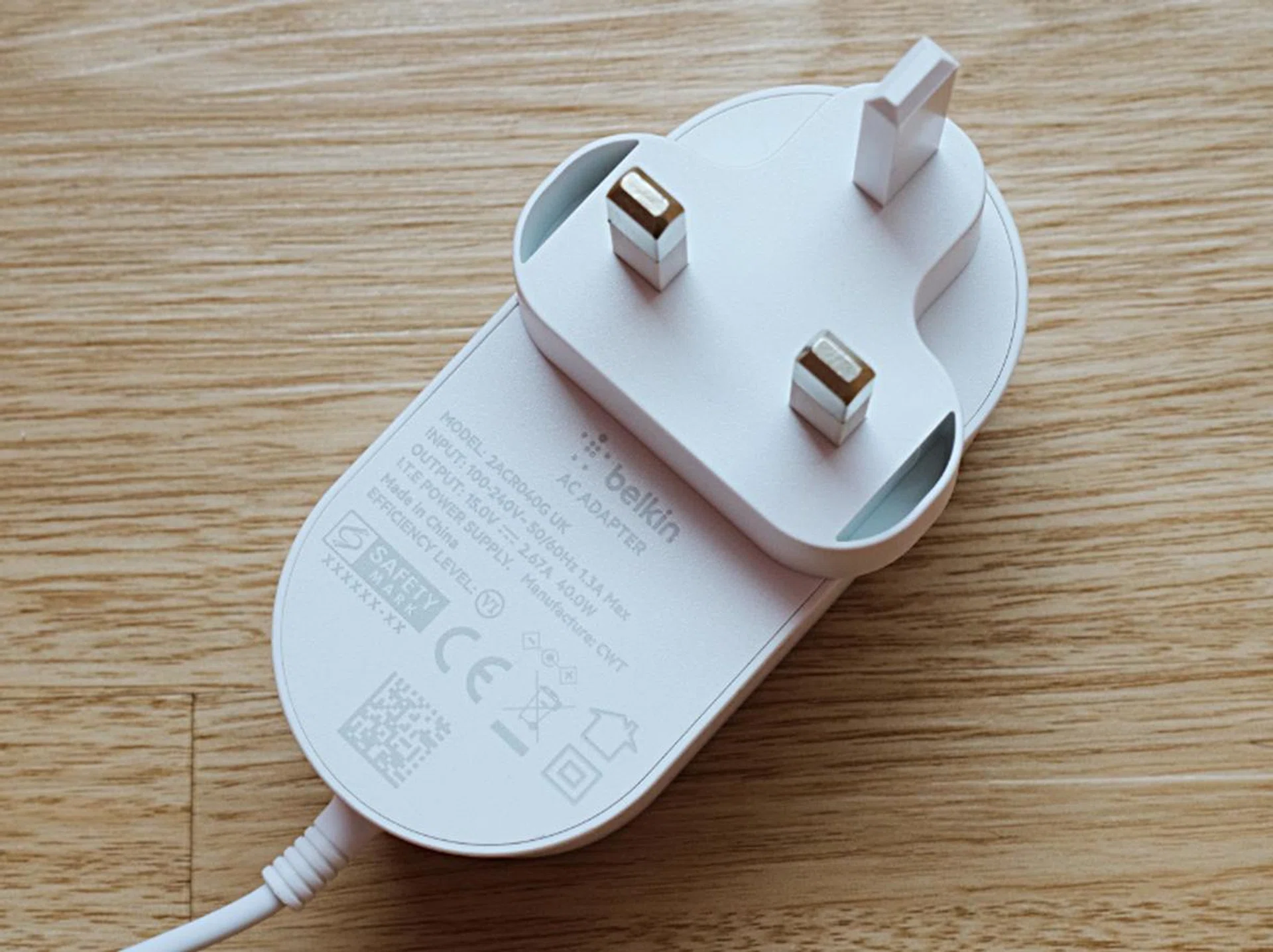 The charger comes with a 40W adapter.
