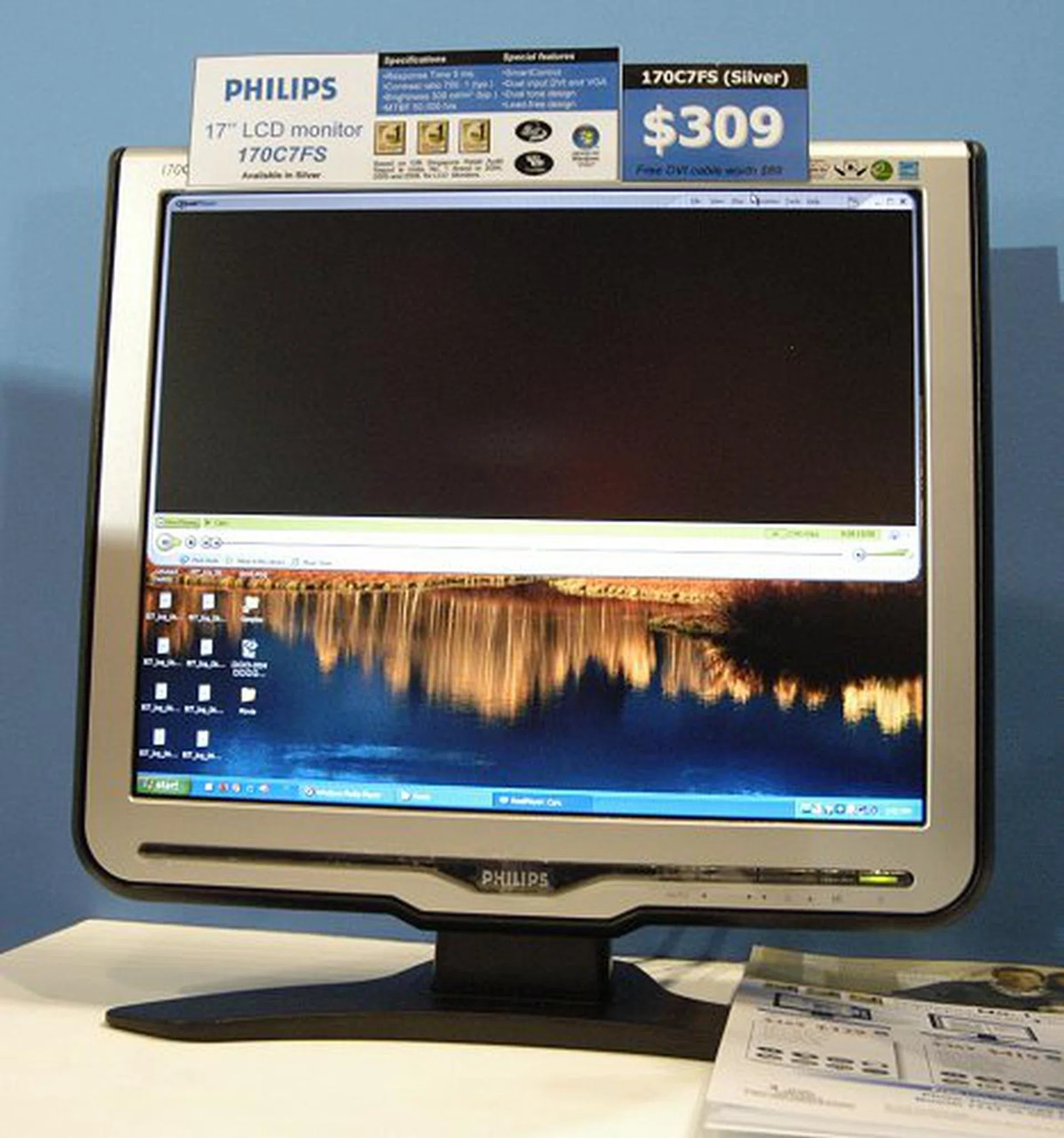  From Singapore's best selling brand for LCD monitors between 2004 and 2006 comes the 17-inch 170C7FS with 5ms response time and a resolution of 1280 by 1024 pixels. Contrast ratio is 700:1 and it comes with dual input of DVI and VGA. Pay $309 and a DVI cable worth $69 will be thrown your way.  