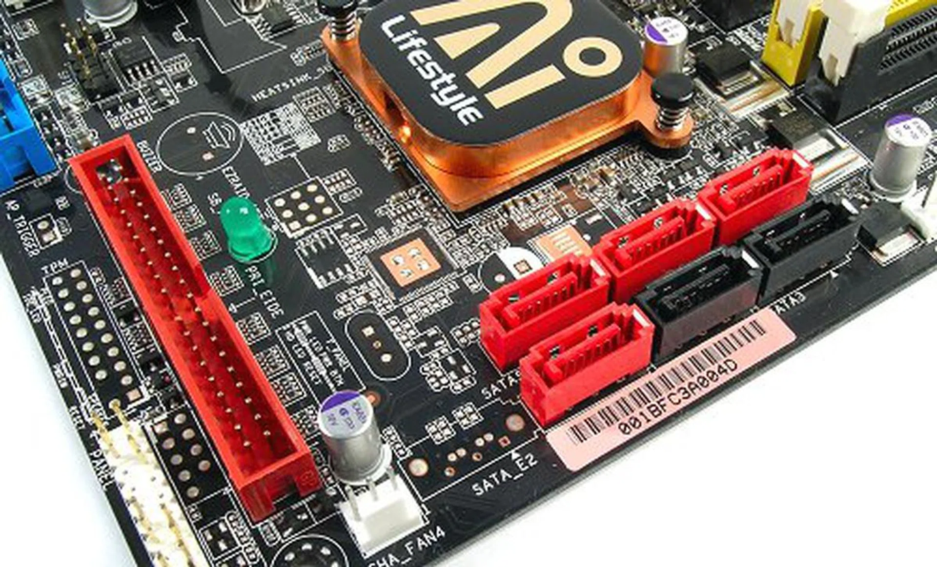 Full set of SATA connectors for more RAID options, but just note that full length graphics cards may interfere with cable connection.