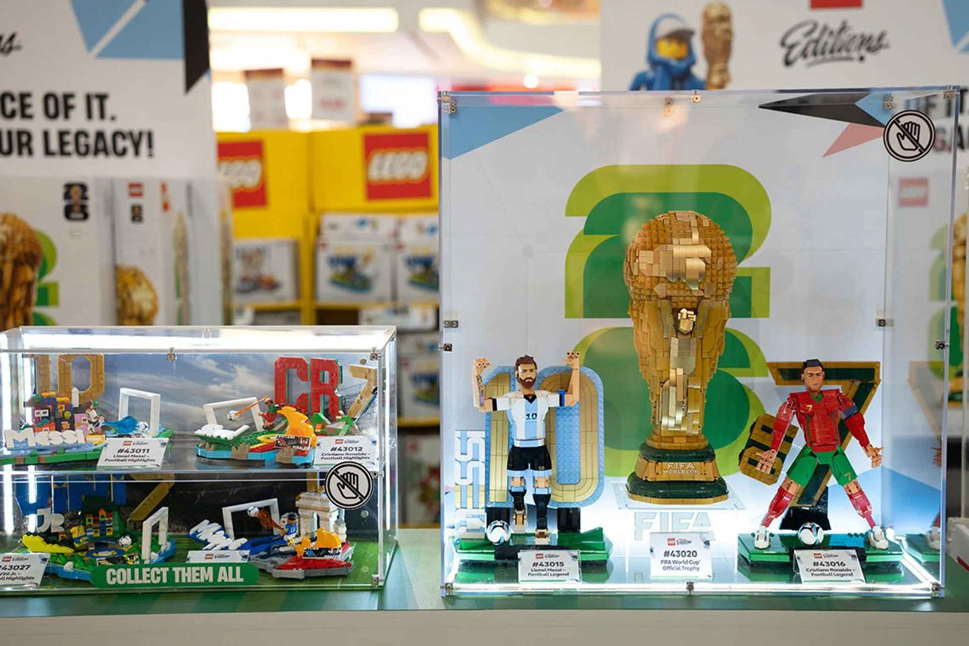 Some of the upcoming sets on display at LEGO Football Fest.