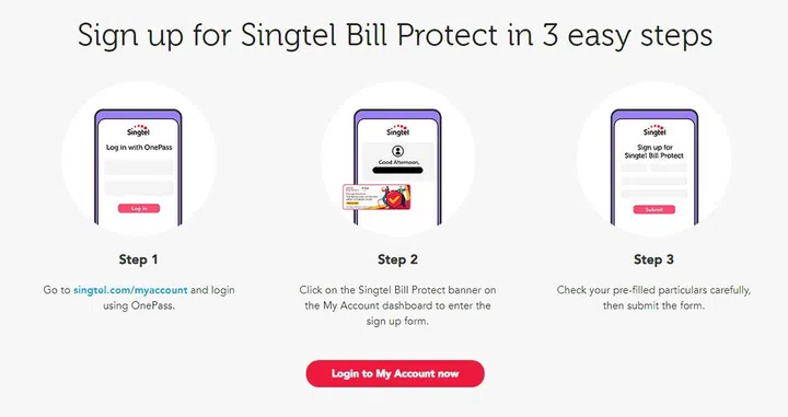 Getting the complimentary plan via Singtel Bill Protect's official website.